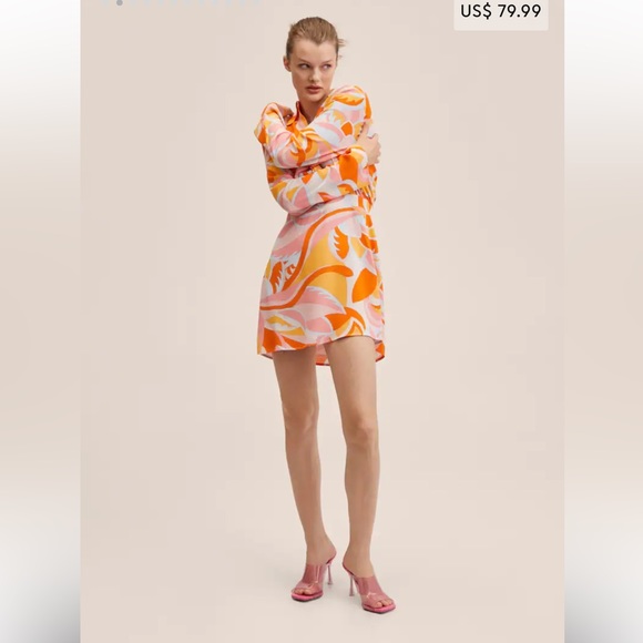 Mango Printed Flowy Dress Sz. M - Picture 3 of 13